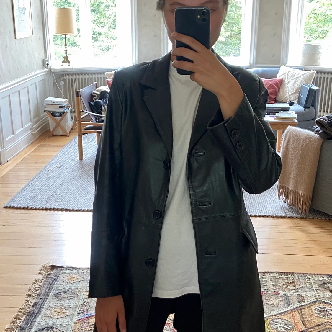 Svart läder jacka