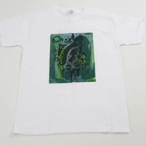 Blå & grön screentryck  - Handgjord screentryck T-shirt. Frakt: 48kr 