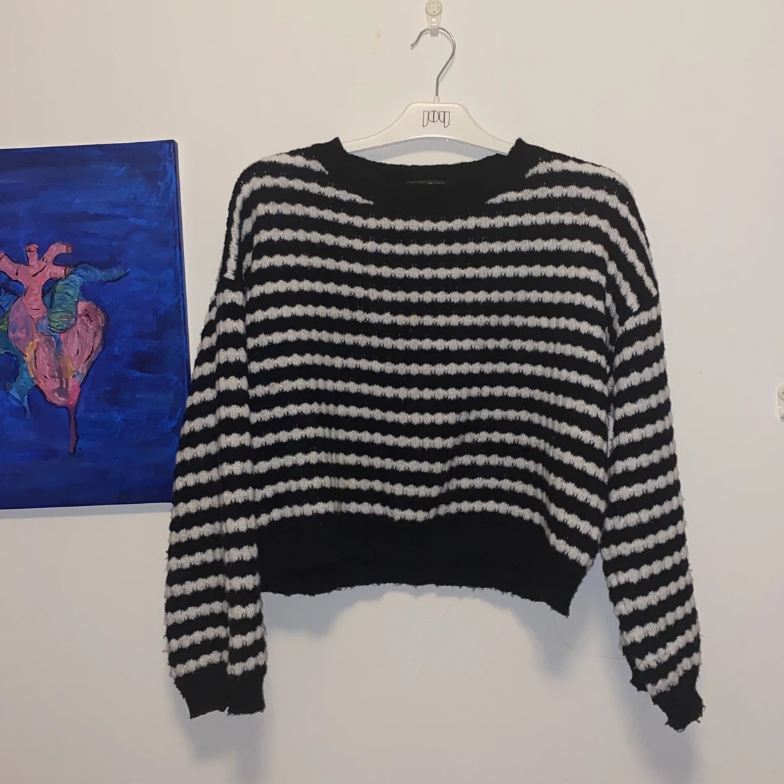 Randig stickad tröja i bra skick🫀 - 90
