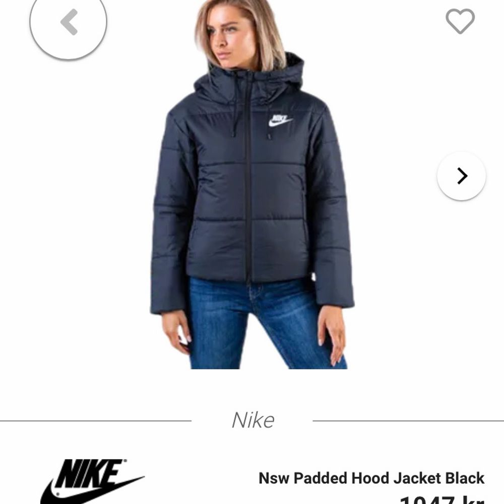Nike Nsw Padded Hood Jacket Black Dam | Plick Second Hand