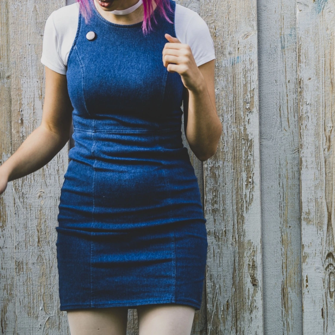 Stretchig jeansklänning