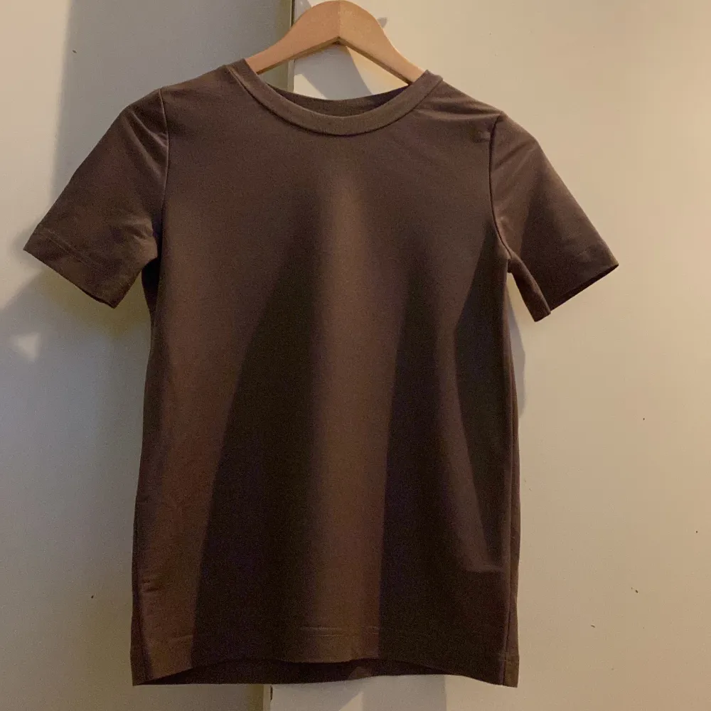 En super snygg brun aktig T-shirt köpt från Zalando.Det är en XS men sitter också bra för någon som är en S.Har använt den fåtal gånger så den är i super bra skick.. T-shirts.