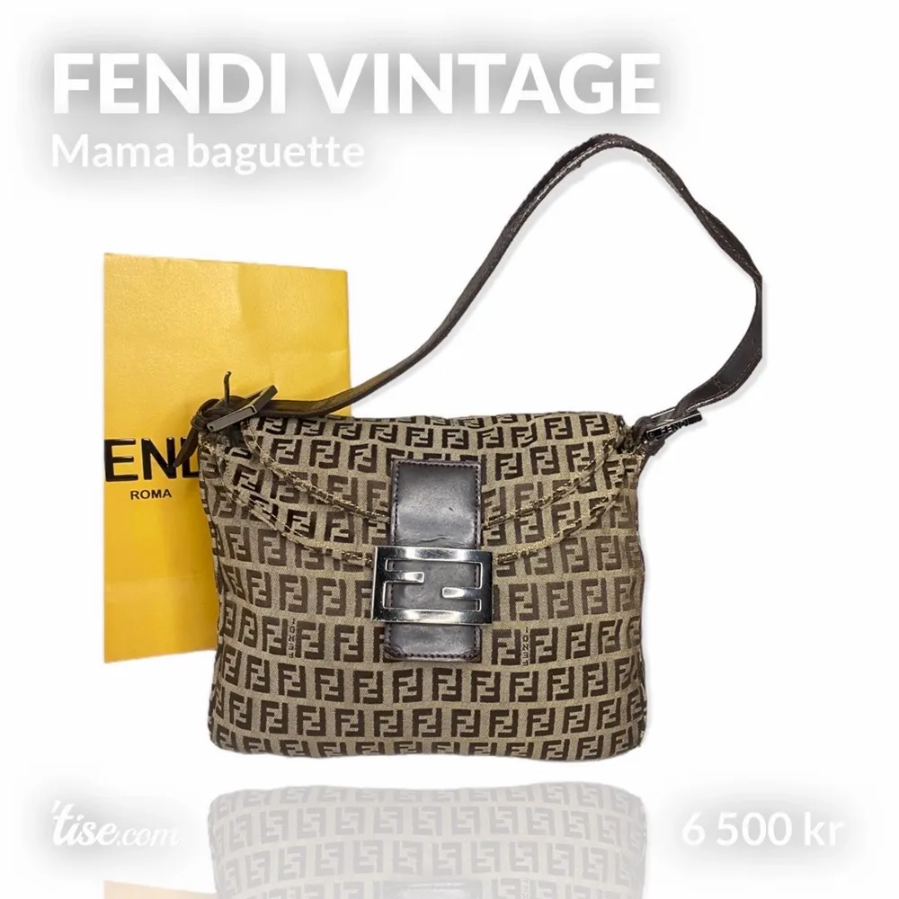 Fendi baguette vintage  Märke: Fendi Model : baguette Måttet : 24 x 19 12 cm Skick : väskan i bra skick  Det finns lite sliten (bild 2) serienummer är borta pga åldern  Papperskasse ingår   frakt - Postnord Spårbart   Tar inte emot retur , titta noga på bilderna. Väskor.