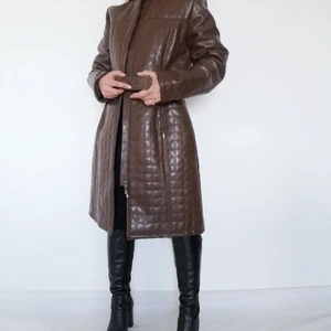 Vintage Brown Coat - Waterproof, belt attached, zip closure. 