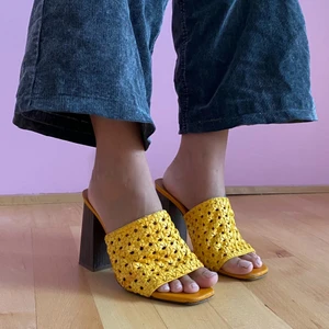 Zara mules - Yellow rattan mules from Zara. 