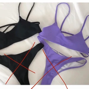 Bikinis strl s - Säljer dessa superfina bikinis i lila och svart från shein. Säljer pga att dem var för liten för mig. Skulle säga att det passar xs och s. Har inte använt dem utan bara provat. ( bara överdelarna kvar ) 49kr för överdelarna 