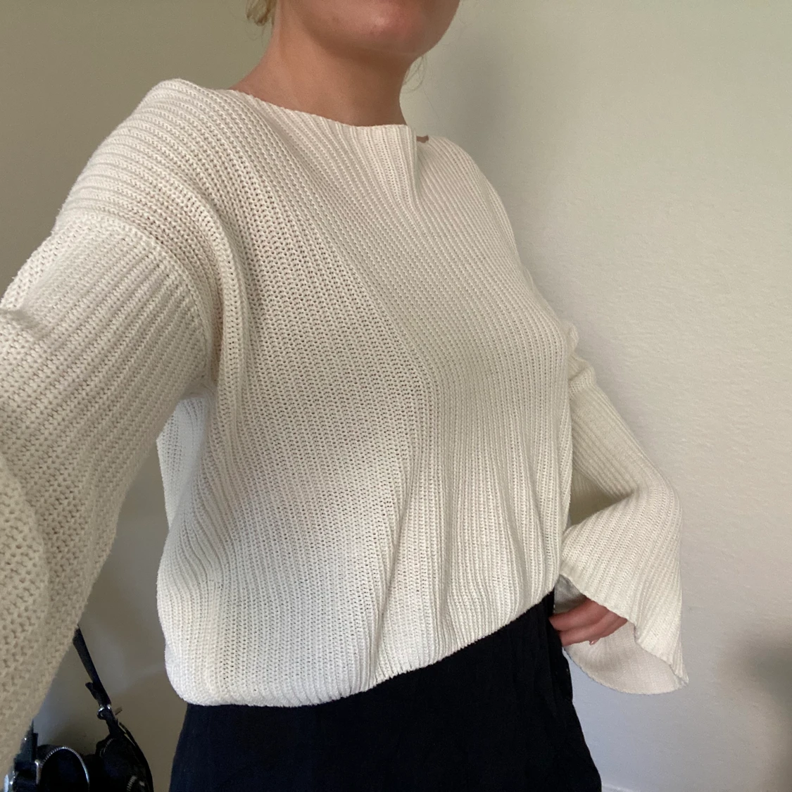 Vit stickad tröja - 90