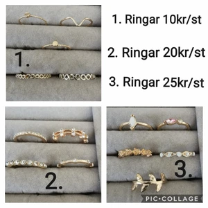 Ringar  - Massa olika ringar. Priset står på varje bild. Skriv vilken ni är intresserad av. Skickar gärna men du står för portot o jag tar 2 kr för emballage. Det går ett par ringar på ett frimärke. Så blir 14kr i porto avgift. 