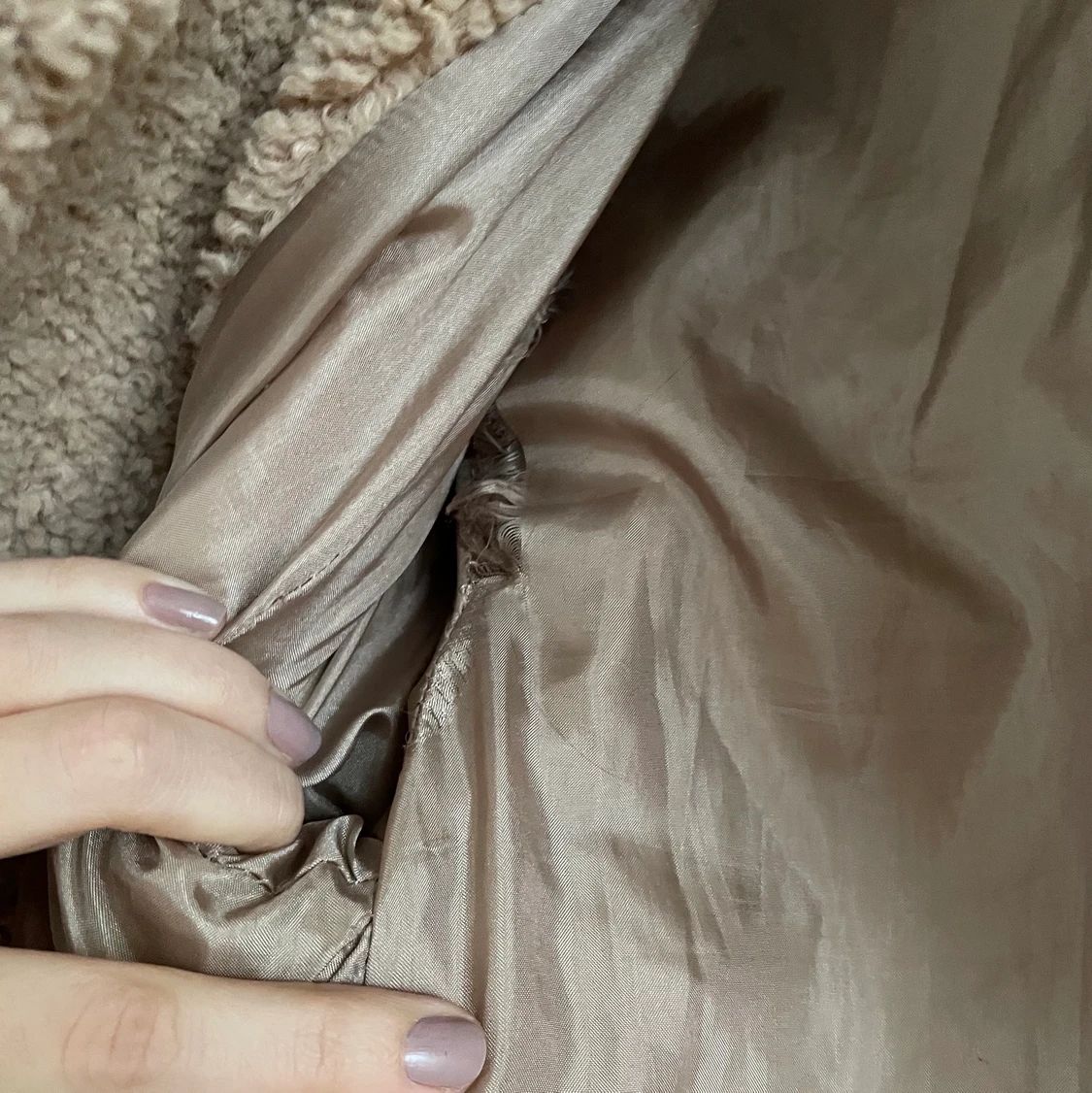 Beige (fusk)pälsjacka - 91