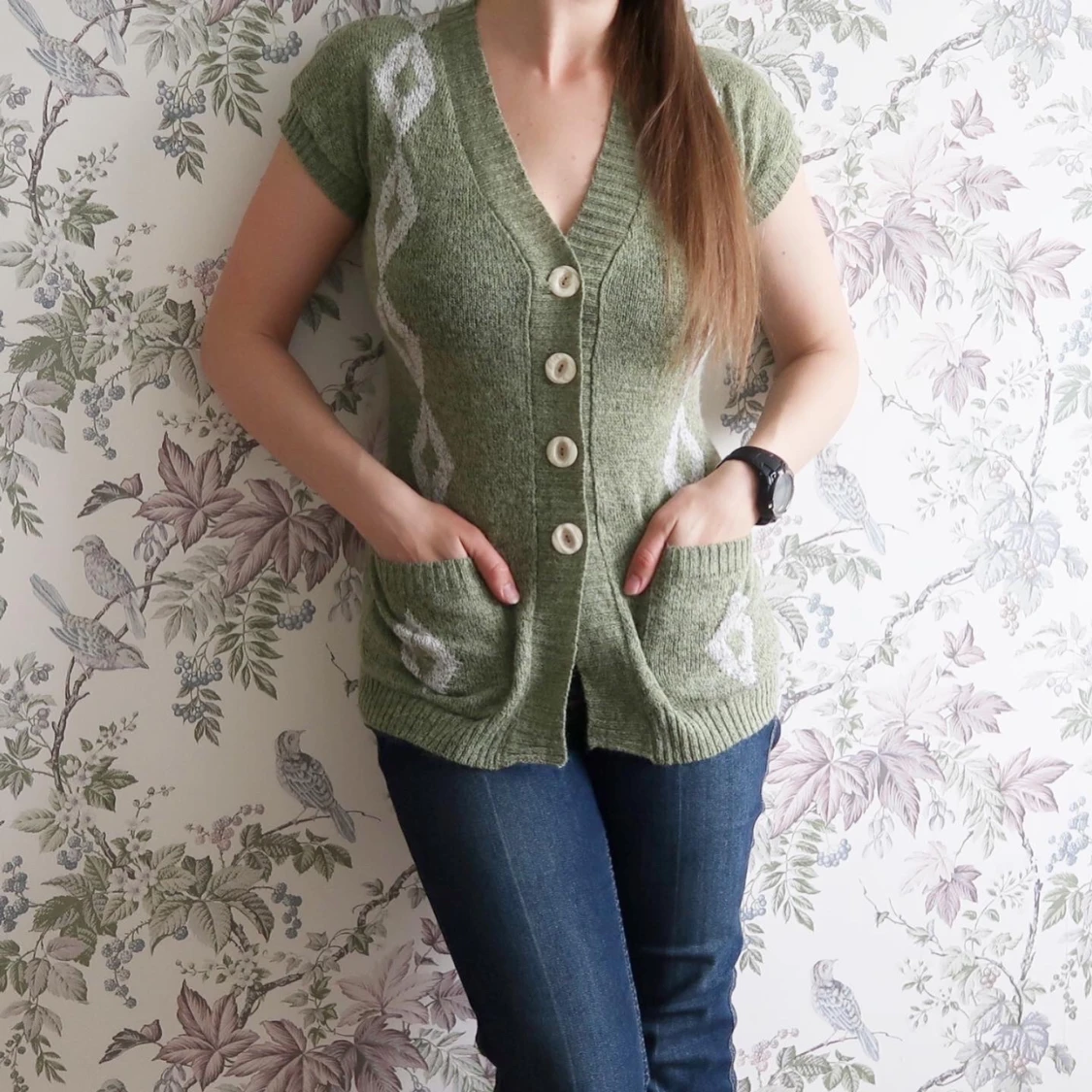 Grön stickade tröja.Medium Ny med taggar