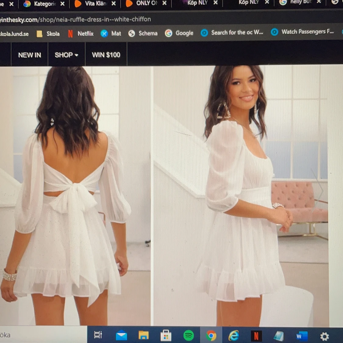 Vit student klänning  - 90