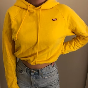 Cropped Levis Hoodie  - En färgstark och cool hoodie i kortare modell (resårband i midjan) som är använd endast ett fåtal gånger. Nypris 800kr