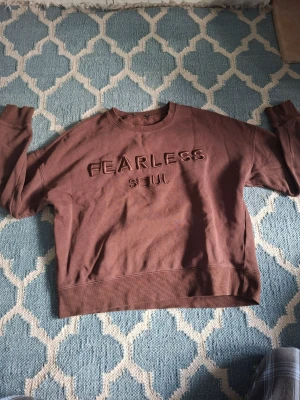 Brun sweatshirt - Säljer en brun sweatshirt från Fearless Soul med broderad text på bröstet. Tröjan har rund halsringning, långa ärmar och en avslappnad passform. Perfekt för dig som gillar en enkel men stilren look.