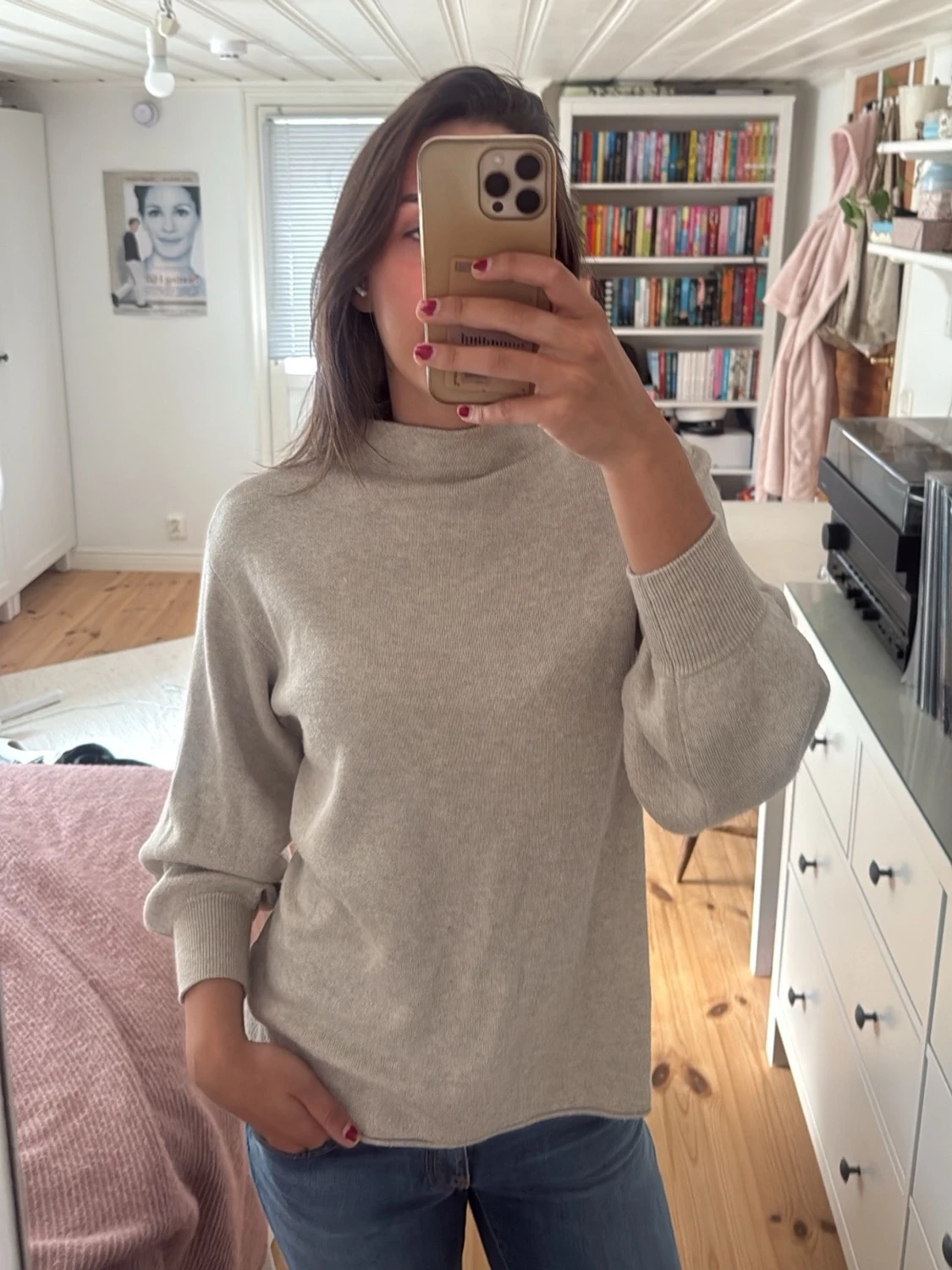 Beige polotröja i mjukt material