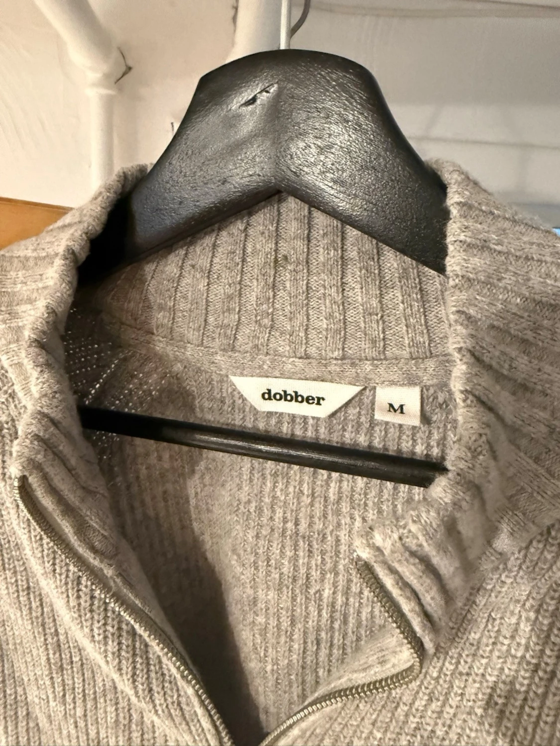 Ljusgrå stickad ziptröja från Dobber - 1