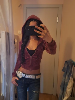 Y2k hoodie Juicy Couture - Säljer en cropped juicy couture hoodie som jag har figursytt själv. Färg- tawny port. Storlek- XXS. Har ett litet hål på ryggen, men annars i bra skick. Säljer eftersom den inte längre kommer till användning. 