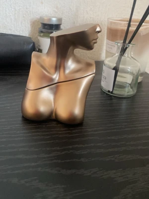 Eilish parfym av Billie Eilish - Unik parfymflaska i form av en bronsfärgad byst från Billie Eilish. Flaskan har en elegant och konstnärlig design med mjuka former och metallisk finish. Perfekt för dig som gillar snygga detaljer på sminkbordet och vill ha en doft med ikonisk känsla. tomm 