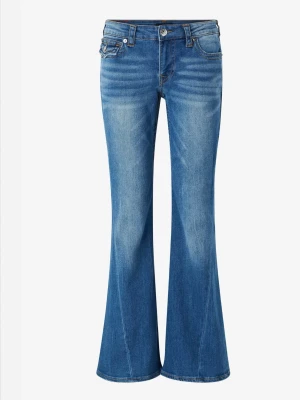 true religion jeans - Säljer ett par blå bootcut jeans med utsvängda ben och klassisk femficksmodell. Jeansen har normal midja och är gjorda i denim med snygg tvätt. Perfekta för dig som gillar retrostil och vill ha ett statement-plagg i garderoben.