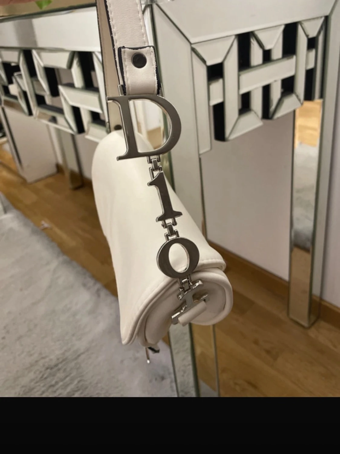 Vit Dior Saddle Bag i läder - 4