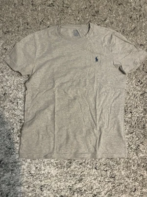 Grå t-shirt från Polo Ralph Lauren - Snygg grå t-shirt från Polo Ralph Lauren med klassisk rund hals och liten blå logga broderad på bröstet. Tillverkad i mjuk bomull och har en normal passform med korta ärmar. Perfekt basplagg för en clean och enkel stil.