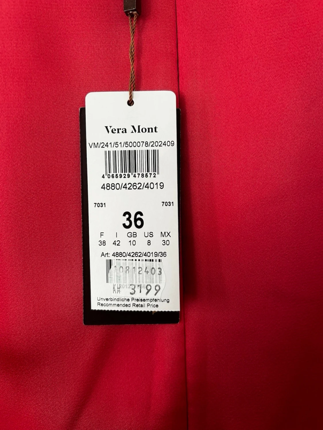 Röd/rosa långklänning med v-ringning - 3