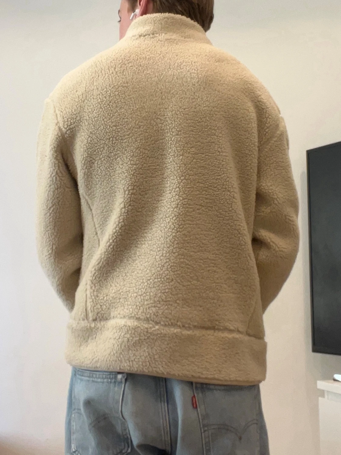 Beige teddyjacka med dragkedja - 3