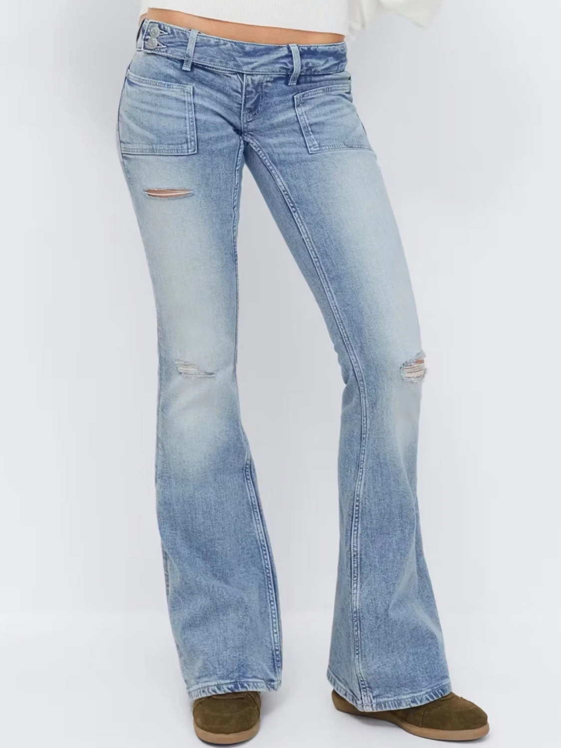 Lågmidjade jeans med slitningar