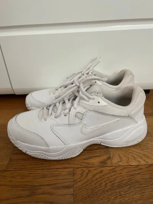 Vita Nike M2K Tekno sneakers - Säljer ett par fräscha vita Nike M2K Tekno sneakers i chunky modell. Skorna har en clean design med vita detaljer, perforerad tå och klassisk Nike swoosh på sidan. Tillverkade i läder och mesh för både stil och komfort. Perfekta för dig som gillar streetwear och sportig vibe.