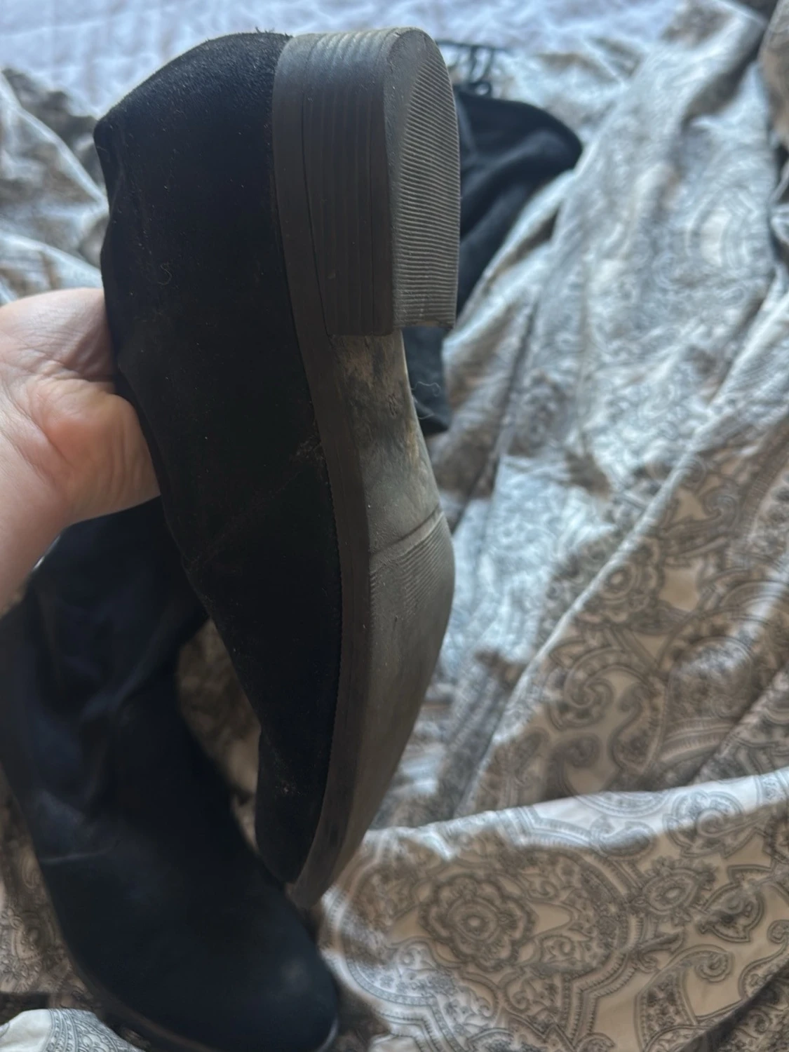 Svarta overknee stövlar i mockaimitation - 2