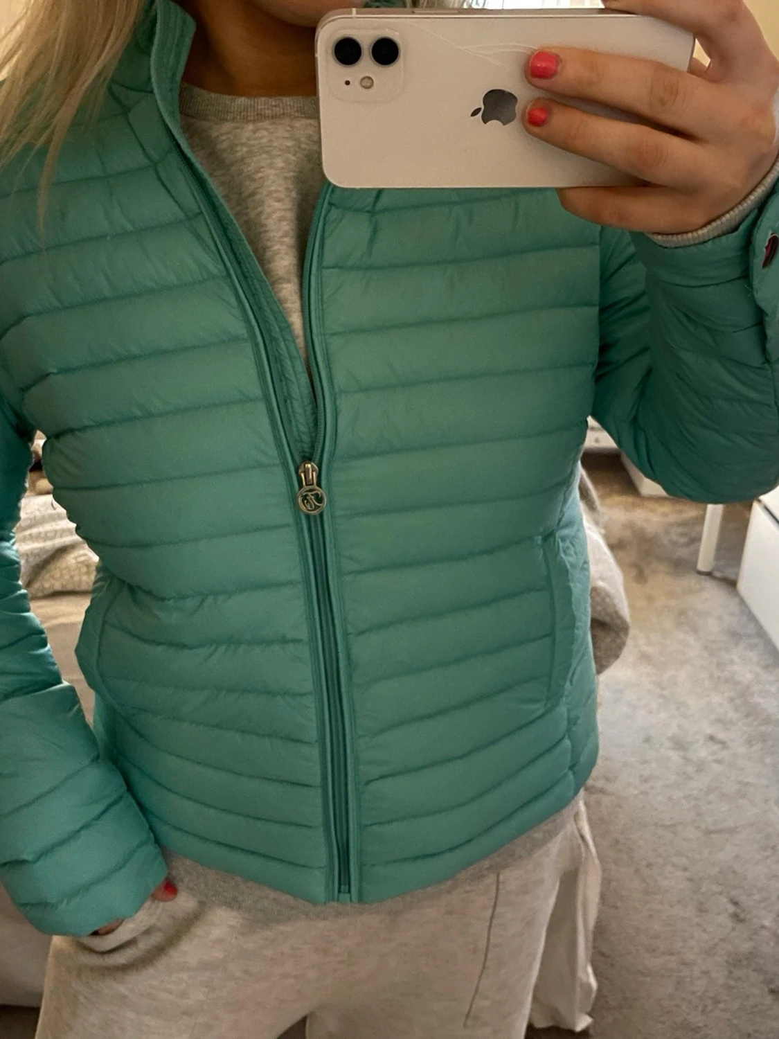 Turkos pufferjacka med dragkedja - 2