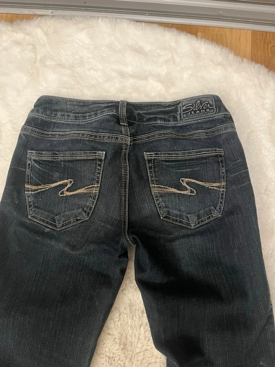 Mörkblå bootcut jeans vintage - 3