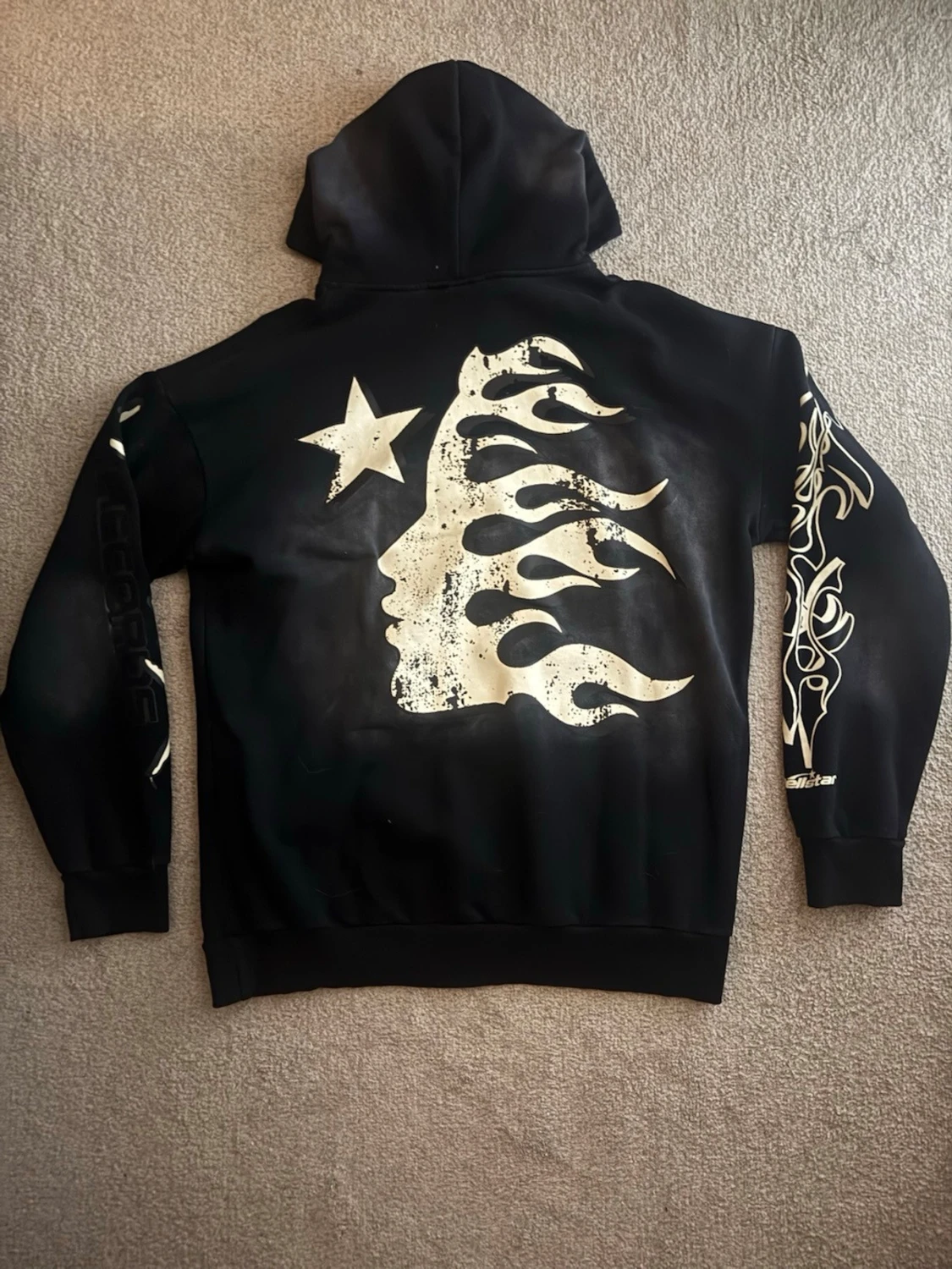Svart hoodie Hellstar Records flames - 3