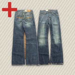 Bootcut Nudie Jeans  - Ett par helt nya Bootcut Nudie Regular Alf i storlek 29/32, se mått nedan. Skriv om du har frågor!  Mått: Storlek på tag – 29/32, Midja – 38.5 cm, Midjehöjd – 25.5 cm, Lår – 28 cm, Innersöm – 83.5 cm, Längd – 108.5 cm, Benöppning – 22 cm