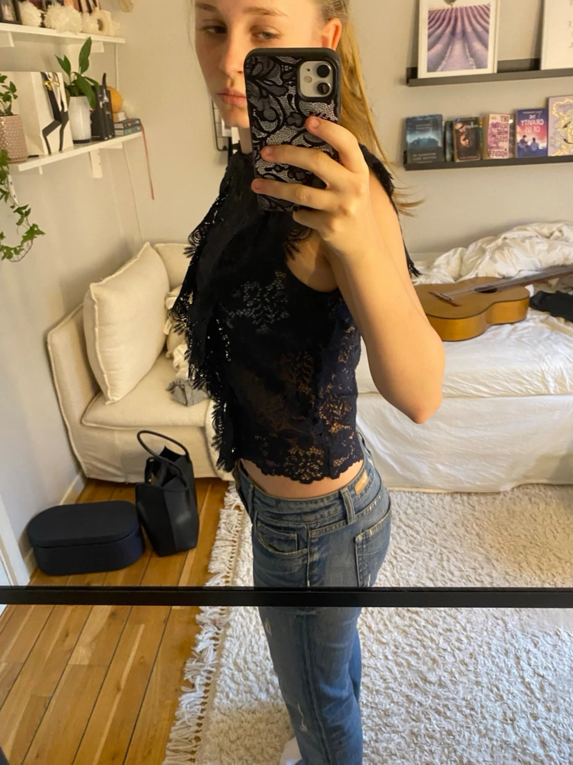 Mörkblå spetstopp  - 1