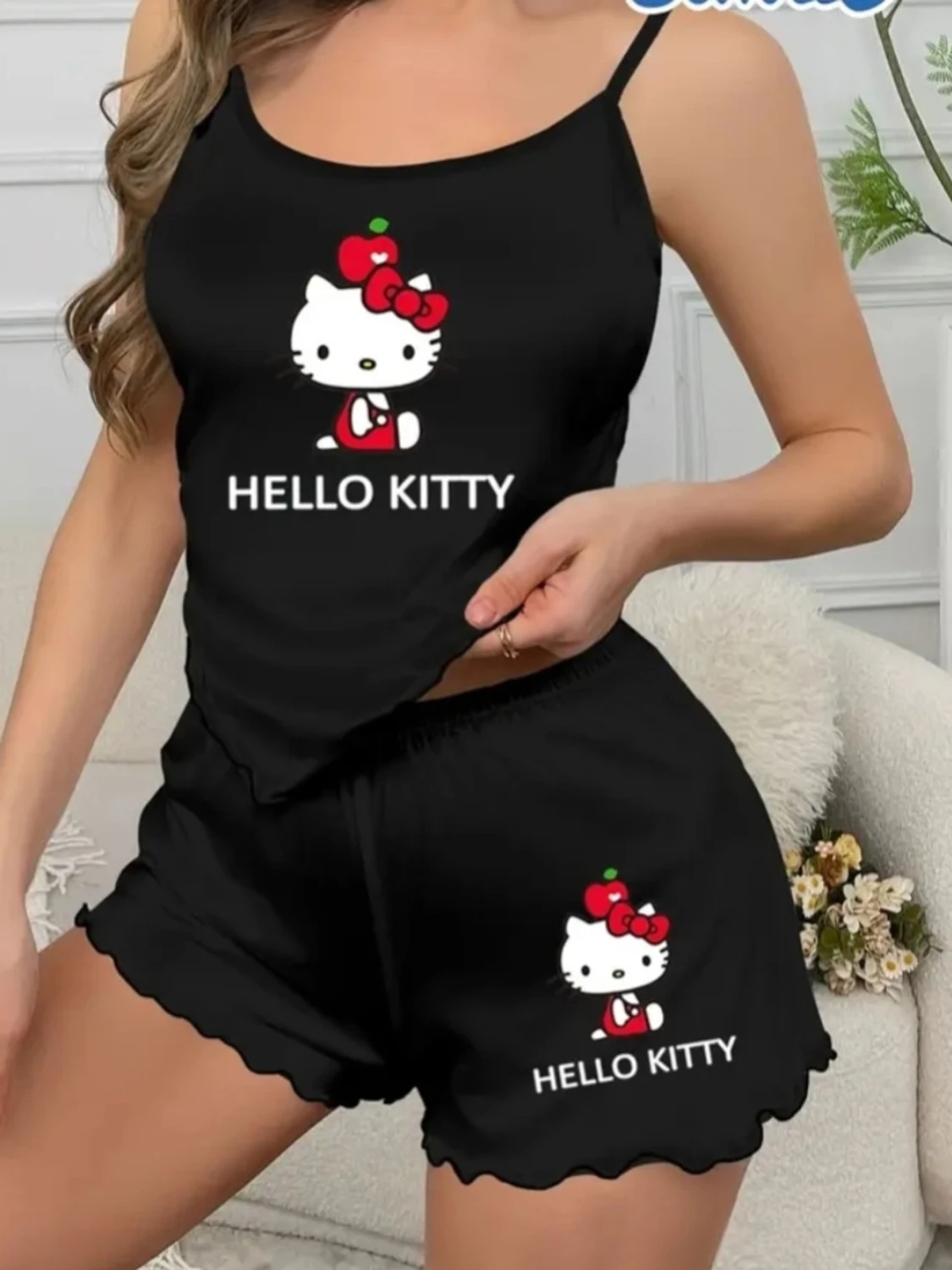 Hello Kitty svart pyjamasset stl.L