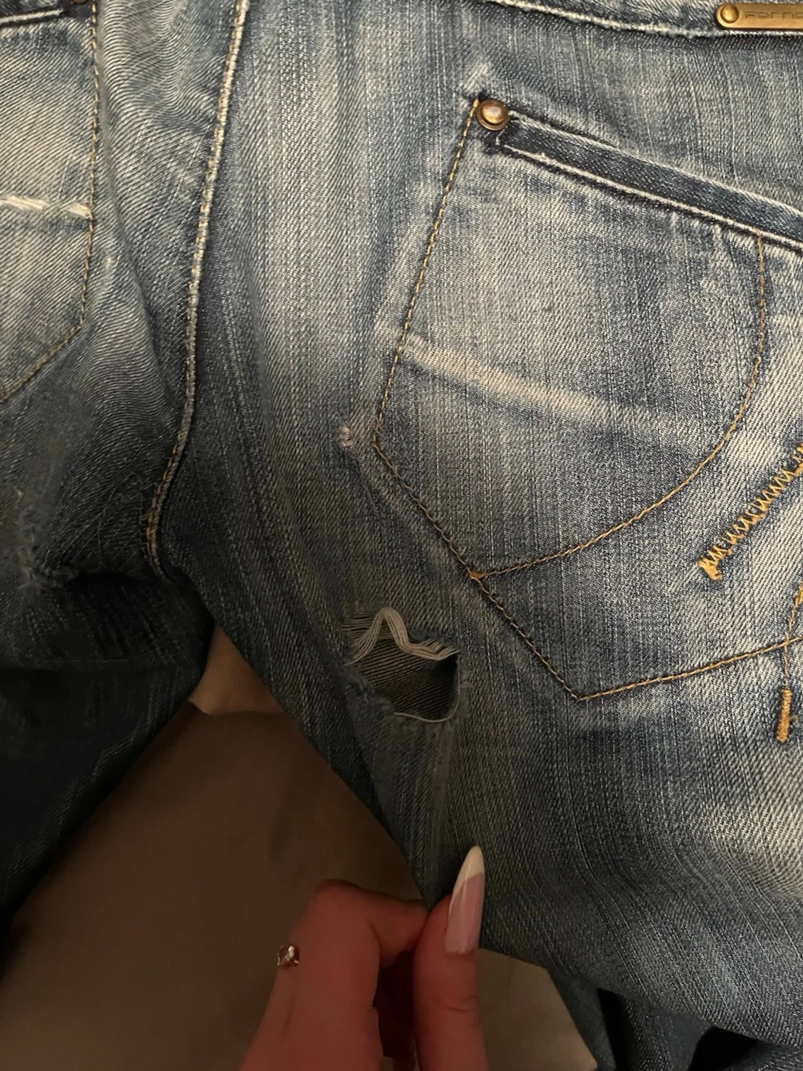 Mörkblå bootcut jeans med låg midja - 2