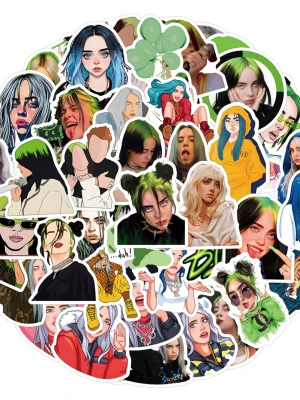55st Billie Eilish klistermärken  - Vattentåliga klistermärken som inte bleknar. Lätta att av, inga rester. (#716)