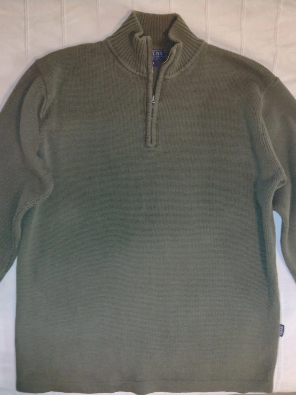 Grön/militär grön stickad tröja i 100% bomull - storlek L - 1