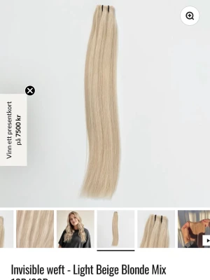 Invisible weft  blont löshår - Säljer invisible weft löshår i färgen light beige blonde mix. Det är 80 g tjockt och 40 cm långt. Skriv för fler frågor. Nypris 1600kr säljer för halva priset 800 kr