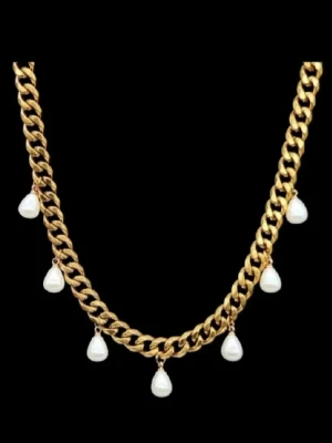  18K guldpläterat halsband  - Stilfullt halsband. Kedjetjocklek-7mm .Nickelfri. Högkvalitativt rostfritt, 18K guldpläterat stål 316   #8