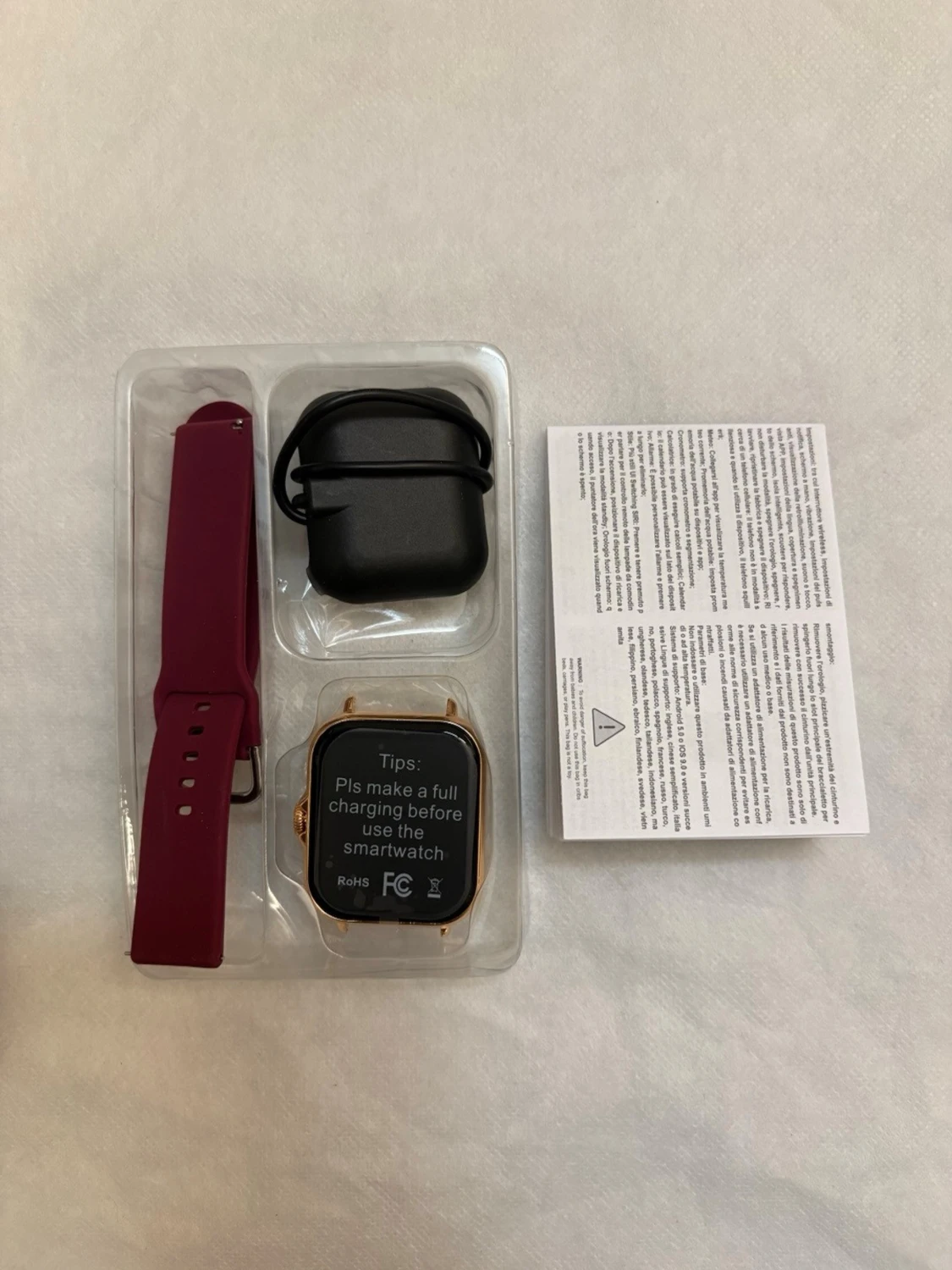 Smartklocka med vinrött silikonarmband - 1