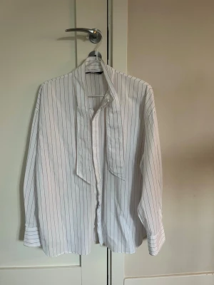 Vit randig skjorta, Zara - Säljer en vit randig (bruna ränder)  skjorta från Zara!🌸💗