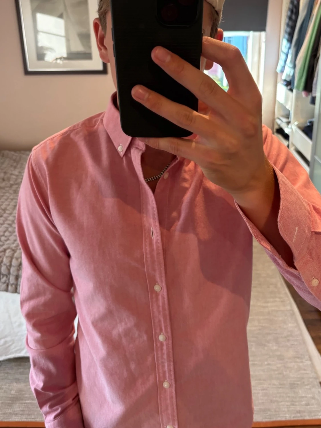 Rosa oxfordskjorta med button down - 1