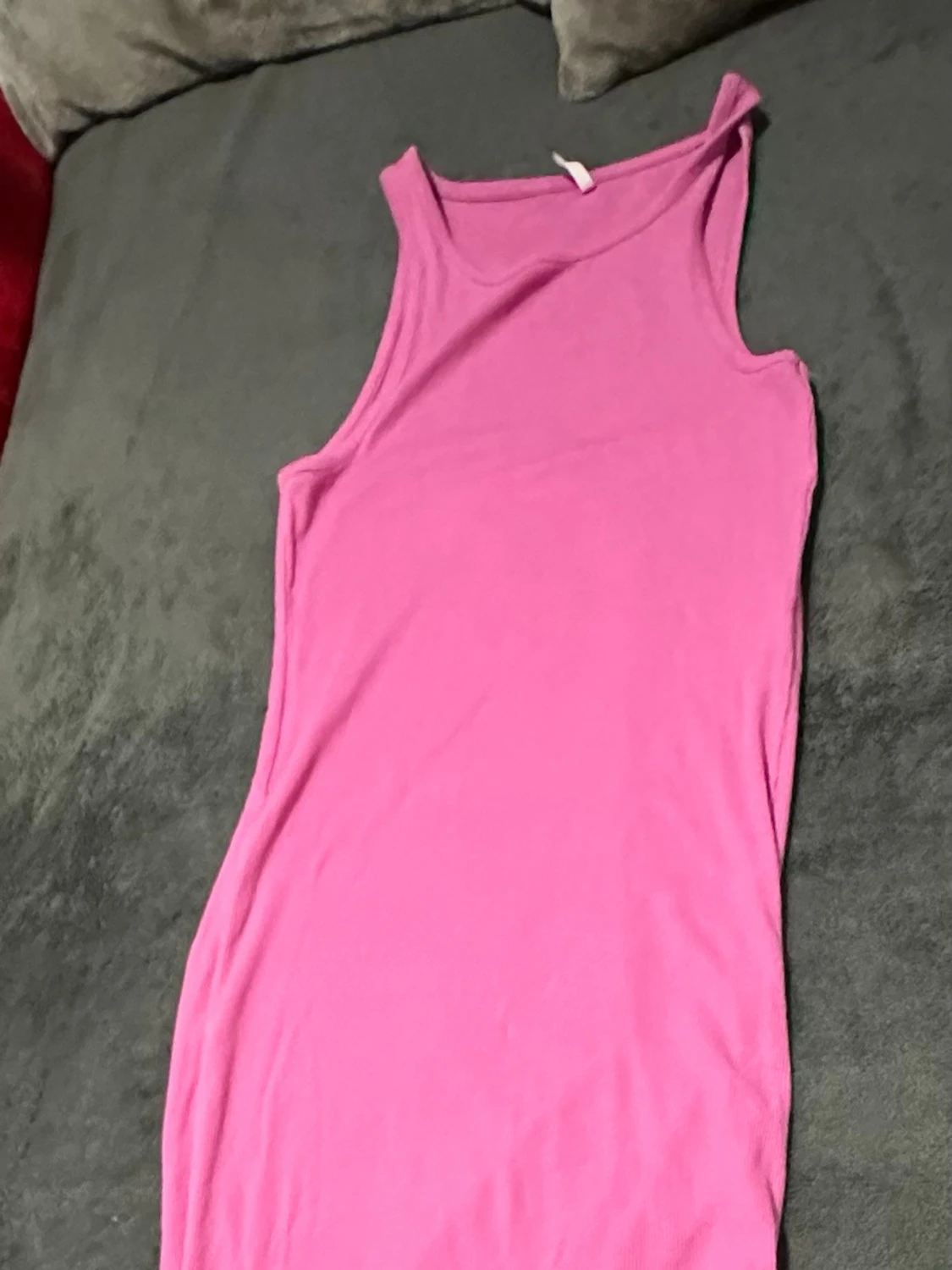 Rosa ärmlös långklänning