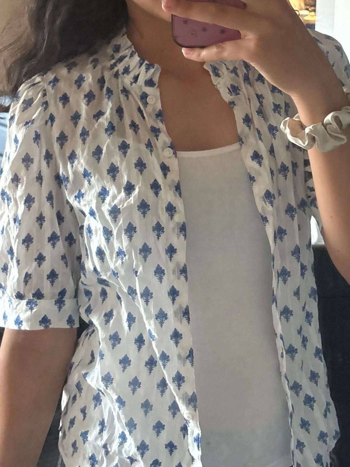 Vit blus med blått mönster - Holly & White (Lindex) - 2