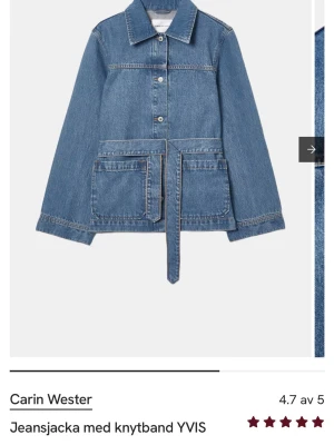 Ny jeansjacka med bälte carin wester - Snygg ny jeansjacka från Carin wester/nypris:899kr aldrig använt prislappen kvar 🌸blå denim med knappar framtill och tillhörande bälte i midjan 
