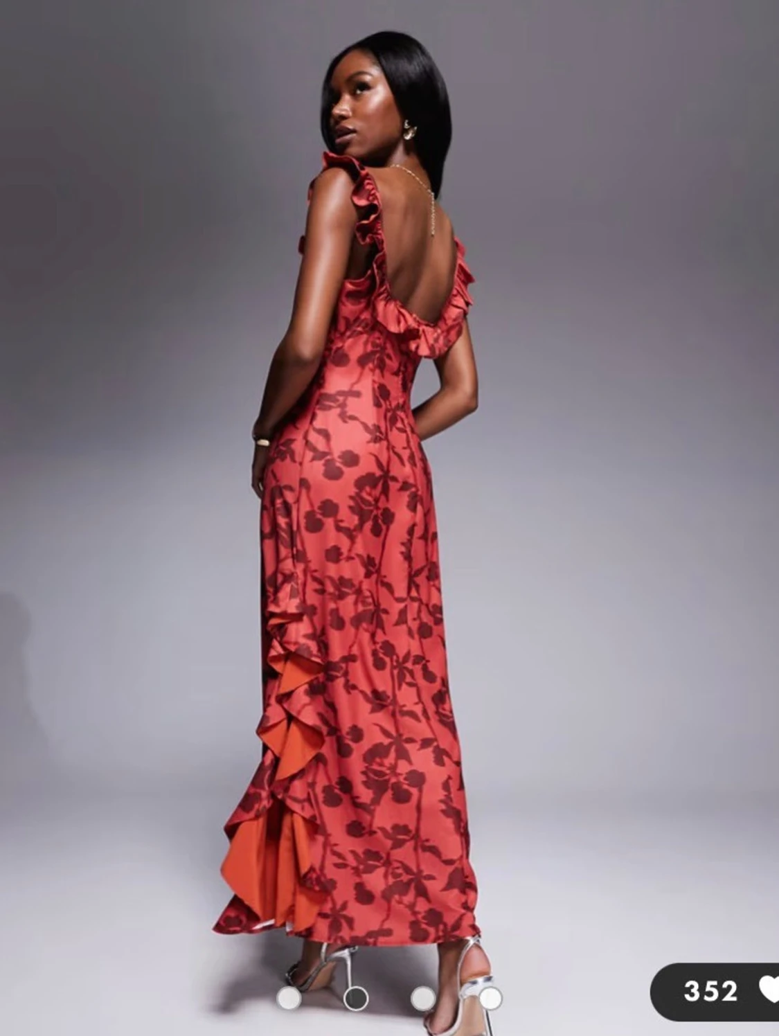 Rödblommig maxiklänning  - 1