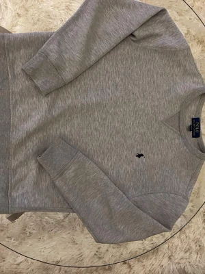 Grå sweatshirt från Polo Ralph Lauren - Klassisk grå sweatshirt från Polo Ralph Lauren med rund halsringning och diskret broderad logga på bröstet. Tillverkad i mjuk bomullsblandning och har ribbade muddar vid ärmslut och nederkant. Perfekt för en avslappnad och stilren look.