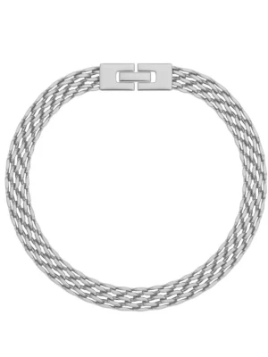 Snyggt silverfärgat kedjearmband - Stilrent armband i silverfärgad metall med flätad kedjedesign och rektangulärt spänne. Perfekt för dig som gillar minimalistiska och moderna accessoarer. Passar till många olika stilar och är lätt att matcha med andra smycken.