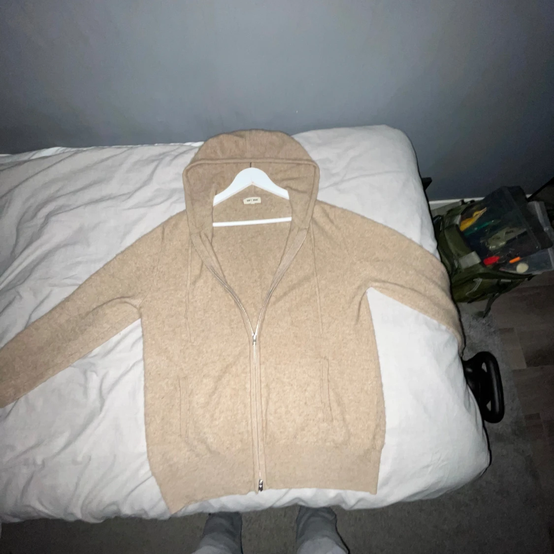 Beige cashmere hoodie
